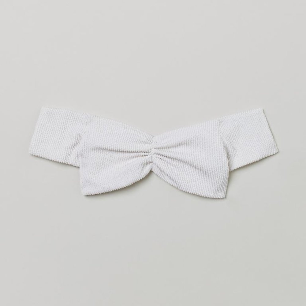 Ribbed White Off The Shoulder Bikni